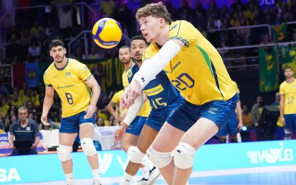 Brasil enfrentou a Ucrânia, neste sábado (14), pela VNL (Foto: Divulgação/CBV)