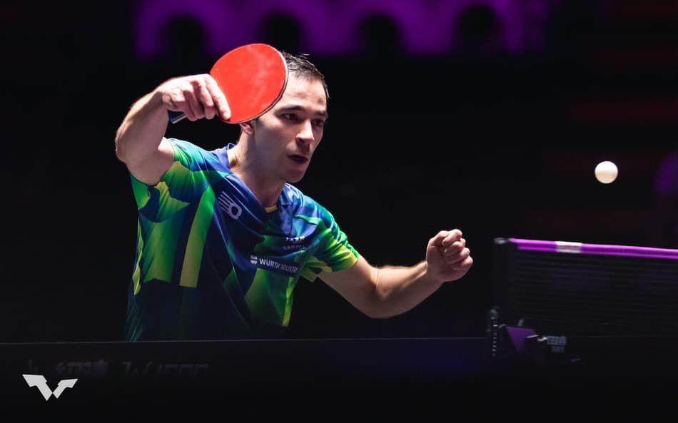 Hugo Calderano disputa o WTT de Macau, na China, que conta pontos importantes para o ranking internacional do tênis de mesa.. (Foto: Patrick Franziska)