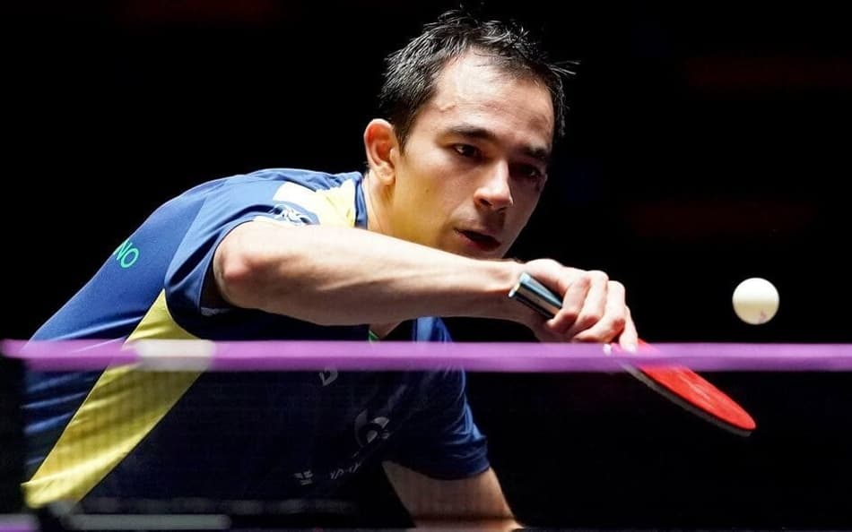 Hugo Calderano em ação no WTT de Macau (Divulgação/WTT)