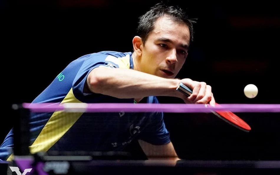 Hugo Calderano em ação no WTT de Macau (Divulgação/WTT)