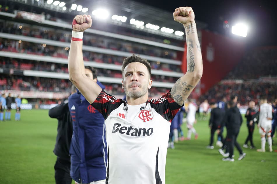 Saúl após classificação do Flamengo na Libertadores (Foto: Gilvan de Souza/Flamengo)