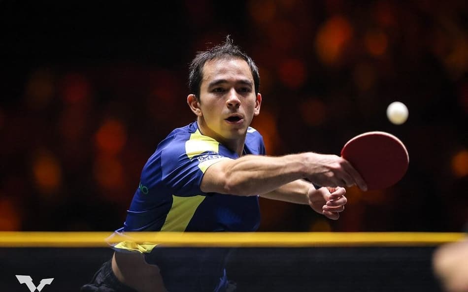 Hugo Calderano na vitória no China Smash (Foto: Divulgação/WTT)