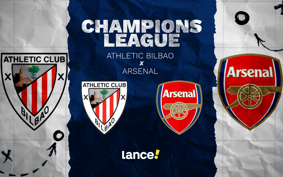 Athletic Bilbao x Arsenal: primeira rodada da fase de liga da Champions League (Foto: Arte/Lance!)