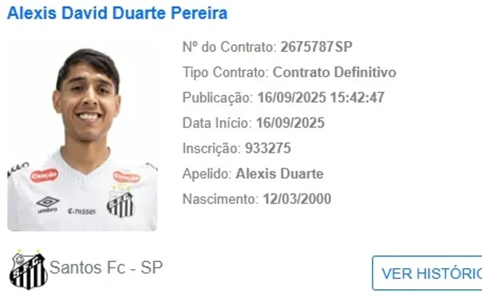 Alexis Duarte é regularizado no BID da CBF. (Foto: Divulgação/ CBF)