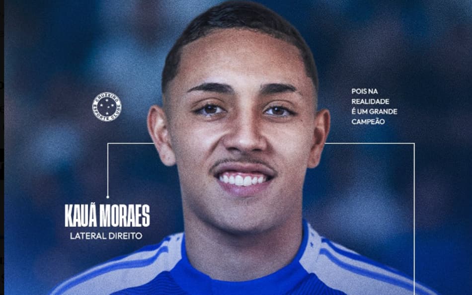 Lateral Kauã Moraes, do Cruzeiro (Foto: Reprodução X/Cruzeiro)