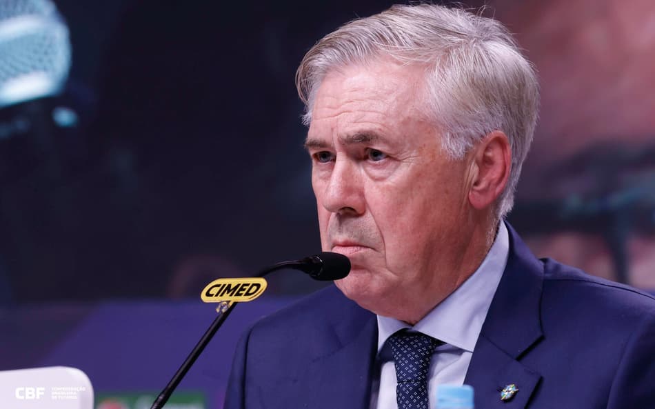 Carlo Ancelotti em coletiva na CBF para convocação da Seleção Brasileira