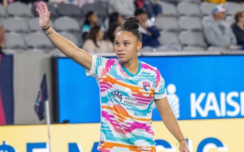A brasileira Dudinha marcou seu primeiro gol pelo San Diego Wave (Foto: Reprodução/Wave)