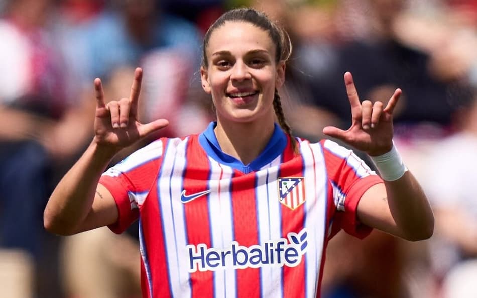 Gio Garbelini comemora gol pelo Atlético de Madrid na Liga F (Foto: Reprodução/Atlético de Madrid)