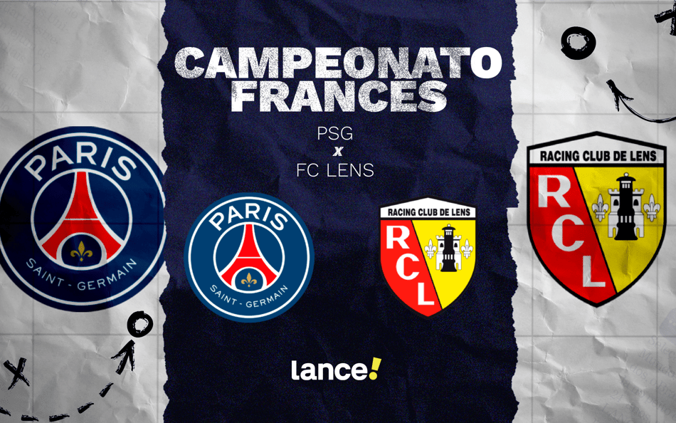 PSG x Lens pelo Campeonato Francês (Arte: Lance!)