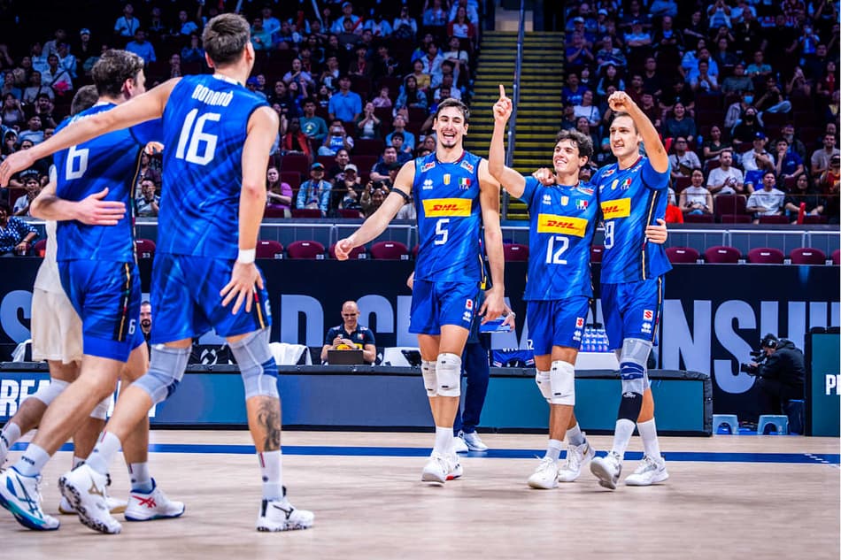 Seleção italiana comemora revanche sobre a Bélgica no Mundial de Vôlei masculino (Foto: Volleyball World)