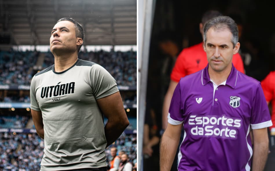 Jair Ventura e Léo Condé entram em ação no Barradão (Fotos: Victor Ferreira / EC Vitória e Lucas Emanuel/AGIF)