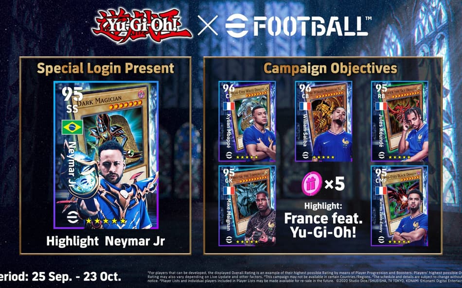 Neymar aparece em crossover entre Yu-Gi-Oh! e eFootball (Foto: Divulgação)