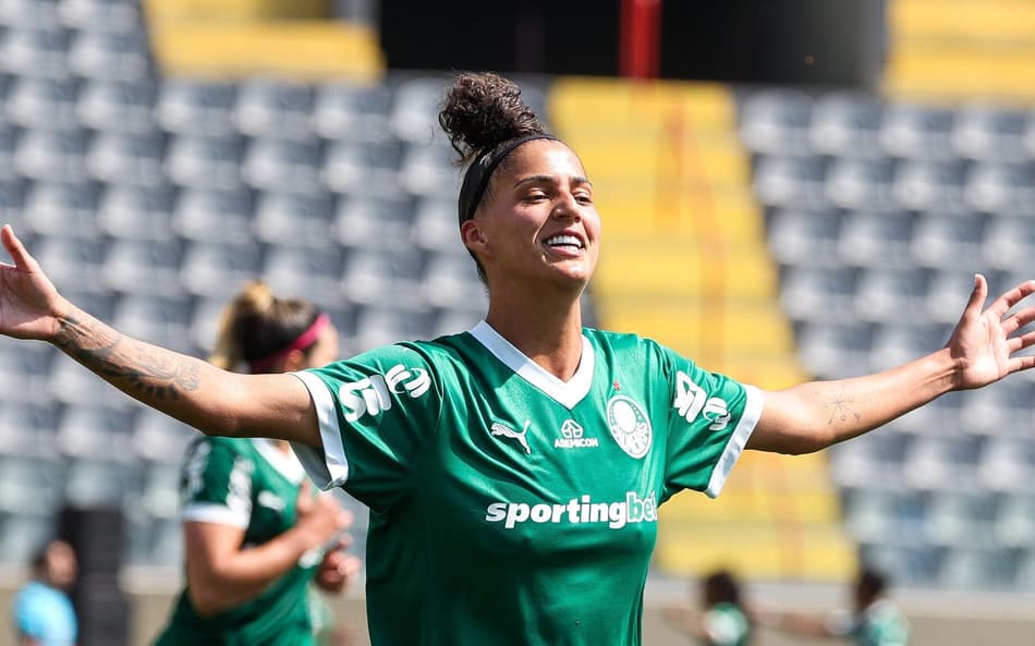 Amanda Gutierres comemora gol marcado contra o Palmeiras. (Foto: Fabio Menotti/Palmeiras)