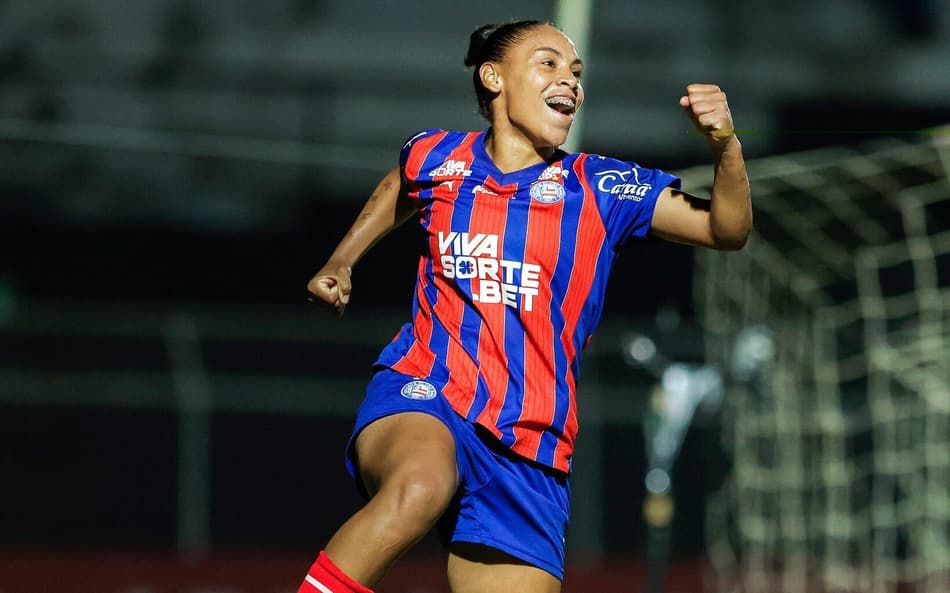 Wendy comemora gol da vitória do Bahia na Copa do Brasil Feminina (Foto: Rafael Ribeiro/Bahia)