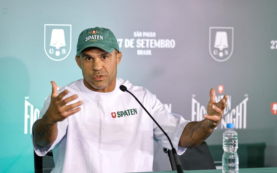 Vitor Belfort na coletiva do Spaten Fight Night (FOTO: William Lucas/Inovafoto)