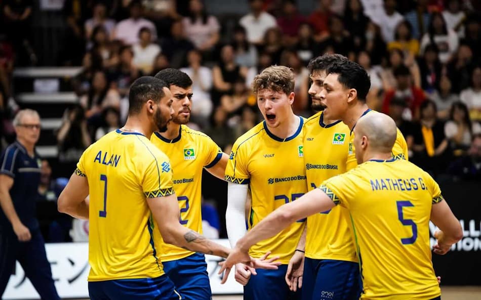 O Brasil venceu a Alemanha por 3 sets a 1 pela VNL Masculina (Foto: Divulgação/Volleyball World)