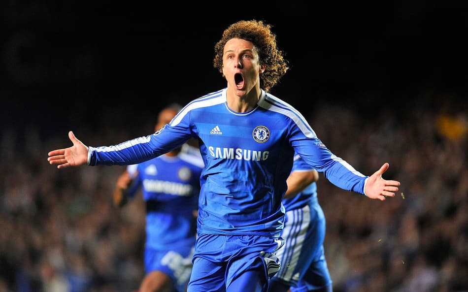 Chelsea's Luiz celebrates scoring against Bayer Leverkusen during their group stage Champions League soccer match in London