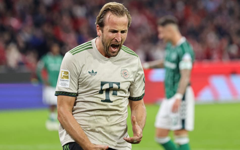 Harry Kane marcou o 100º gol com a camisa do Bayern de Munique (Foto: Alexandra BEIER / AFP)