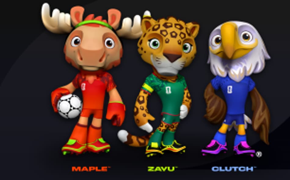 O alce Maple, o jaguar Zayu e a águia-careca Clutch são as mascotes da Copa do Mundo de 2026