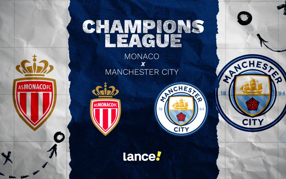 Monaco x Manchester City: segunda rodada da fase de liga da Champions League (Foto: Arte/Lance!)