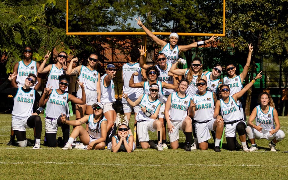 Seleção Brasileira feminina de flag football (Foto: Yan Barros / @byarros / CBFA)
