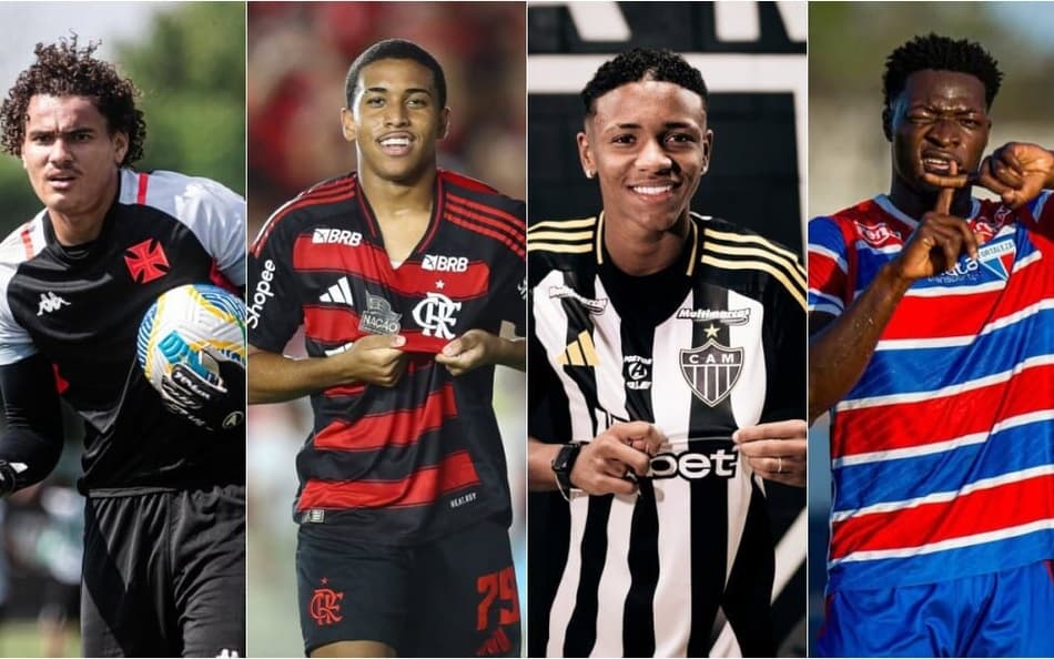 Phillipe Gabriel, Joshua, Gabriel Veneno e Michael Fashanu (Foto: Vasco/Flamengo/Atlético-MG/Fortaleza)