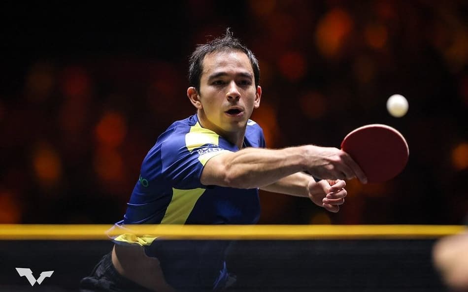 Hugo Calderano na vitória no China Smash (Foto: Divulgação/WTT)