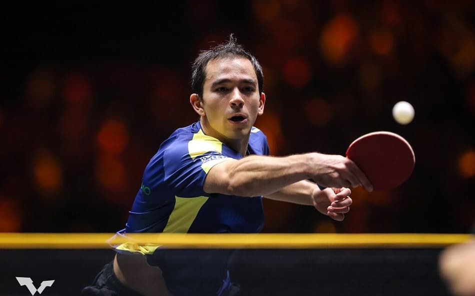 Hugo Calderano na vitória no China Smash (Foto: Divulgação/WTT)