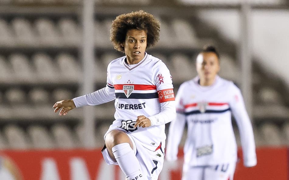 Aline Milene durante São Paulo x Colo-Colo. (Foto: Staff Images Woman/ CONMEBOL)