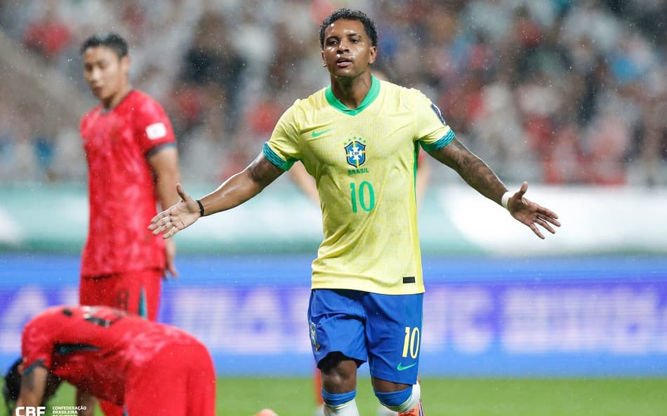 Rodrygo marcou dois gols na vitória brasileira (Foto: Rafael Ribeiro/ CBF)