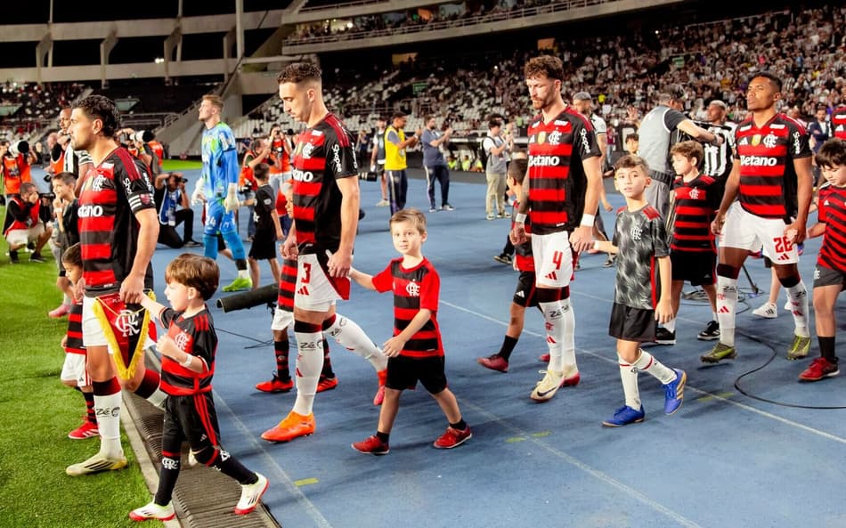 Jogadores do Flamengo contra o Botafogo (Foto: Adriano Fontes/Flamengo)
