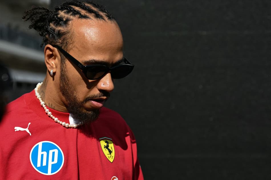 Ferrari's British driver Lewis Hamilton arrives for the practice session for the United States Formula One Grand Prix at the Circuit of the Americas in Austin, Texas, on October 17, 2025. (Photo by Jim WATSON / AFP)