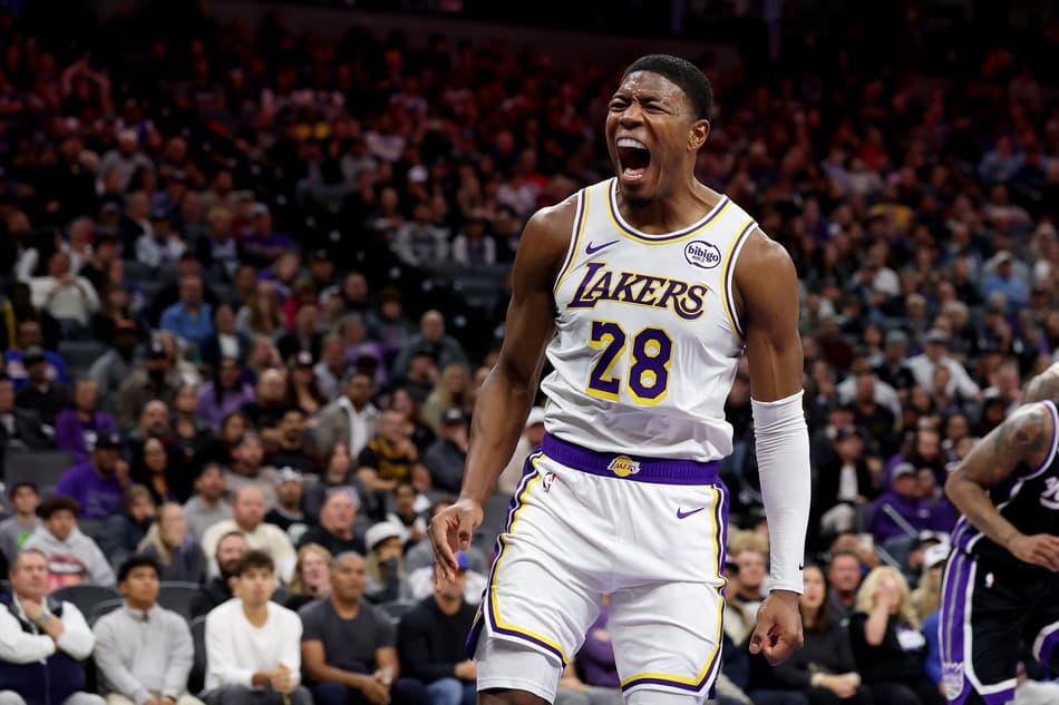 Rui Hachimura na partida do Los Angeles Lakers x Sacramento Kings pela temporada 25/26 (Foto: EZRA SHAW / Getty Images via AFP)