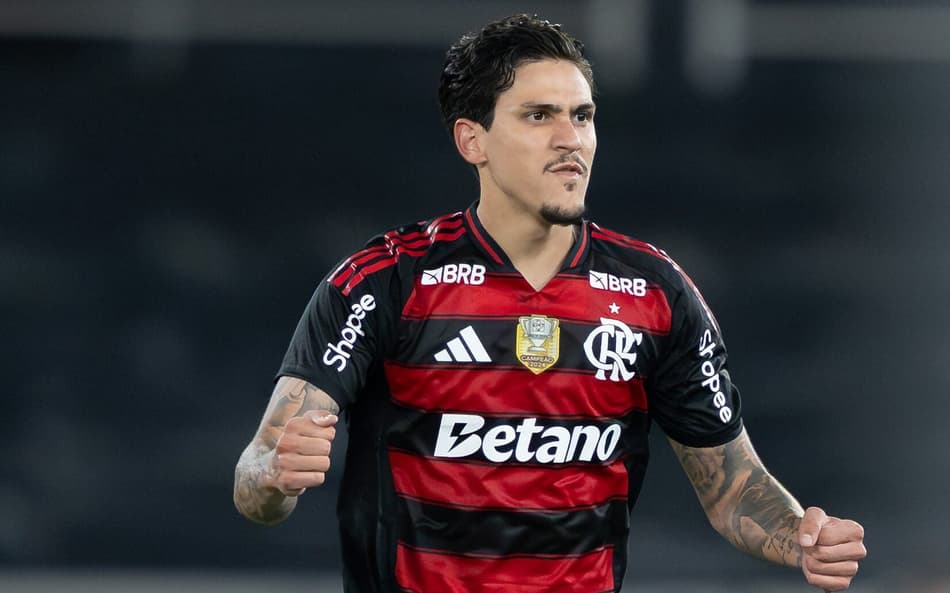 Pedro comemora gol do Flamengo contra o Botafogo (Foto: Jorge Rodrigues/AGIF)