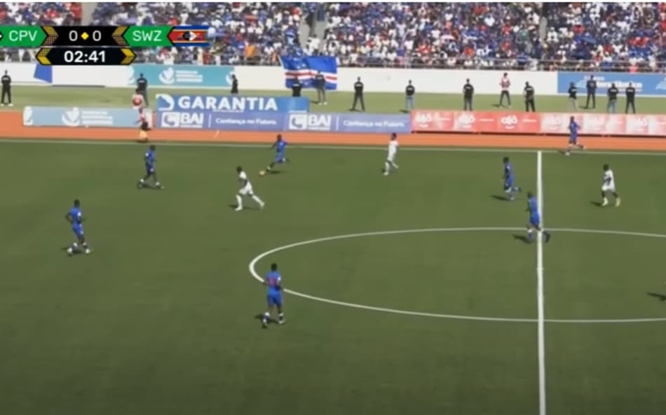 Cabo Verde x Eswatini pelas Eliminatórias Africanas (Foto: Reprodução CazéTV)