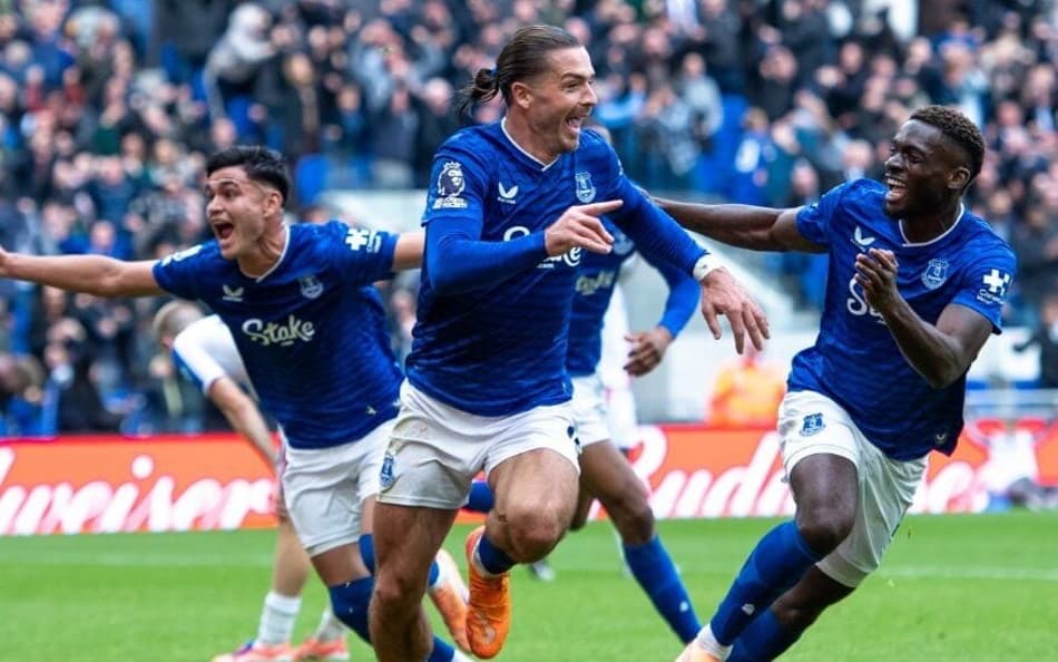 Comemoração de Jack Grealish no gol do Everton sobre o Crystal Palace (Foto: Reprodução Instagram/@everton)