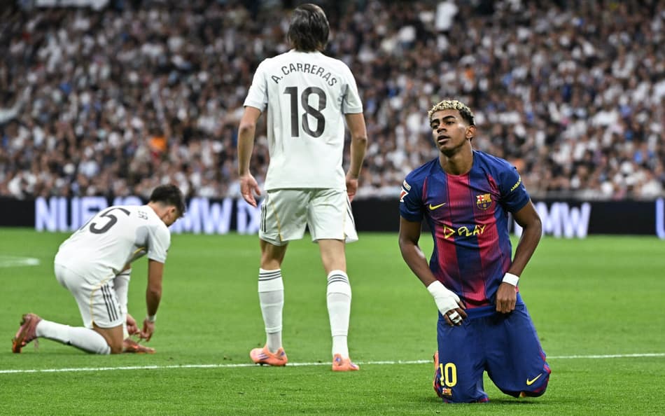 Lamine Yamal no duelo contra o Real Madrid (Foto: Javier Soriano/AFP)