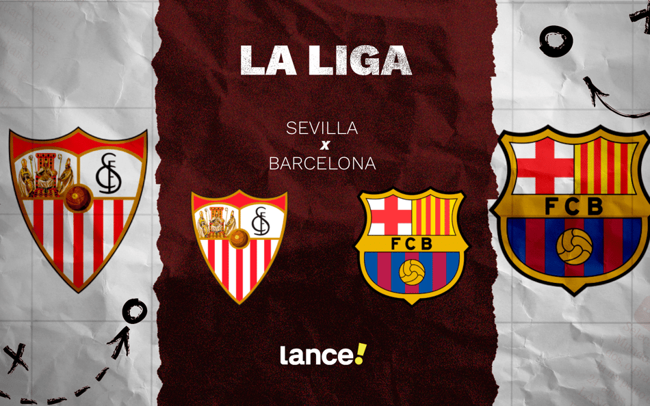 Sevilla e Barcelona se enfrentam, pela 8ª rodada de La Liga, no domingo (5) (Foto: Arte/Lance!)