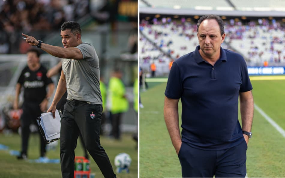Jair Ventura e Rogério Ceni se enfrentam no Ba-Vi (Fotos: Victor Ferreira / EC Vitória e Baggio Rodrigues/AGIF)
