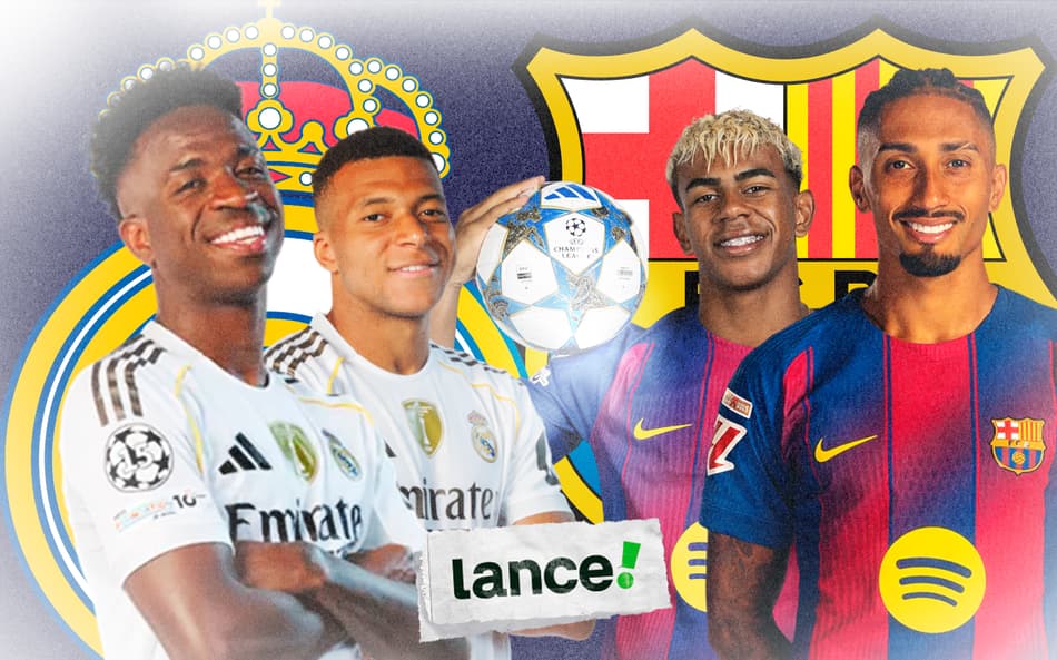 Vini Jr e Mbappé fazem duelo à parte com Yamal e Raphinha no El Clásico entre Real Madrid e Barcelona