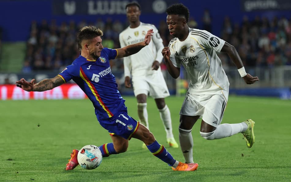 Vini Jr em ação pelo Real Madrid contra o Getafe
