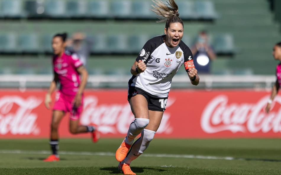 Gabi Zanotti comemora gol pelo Corinthians na Libertadores. (Foto: Conmebol/Divulgação)