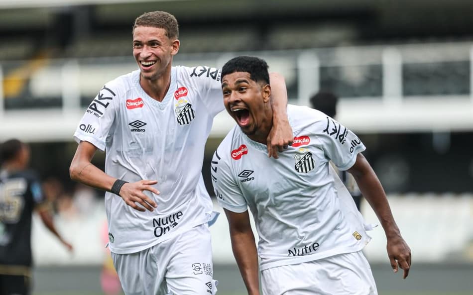 João Ananias comemora gol no Paulista Sub-20 na Vila Belmiro. (Foto: Reinaldo Campos/ Santos FC)