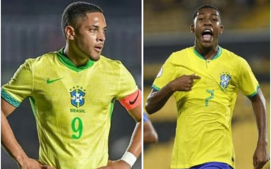 Vitor Roque e Rayan pede passagem por chance na Seleção (Foto: Arte Lance!)