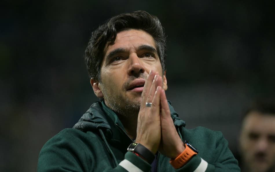 Abel Ferreira após vitória do Palmeiras sobre a LDU, pela Libertadores (Foto: Nelson ALMEIDA/AFP)