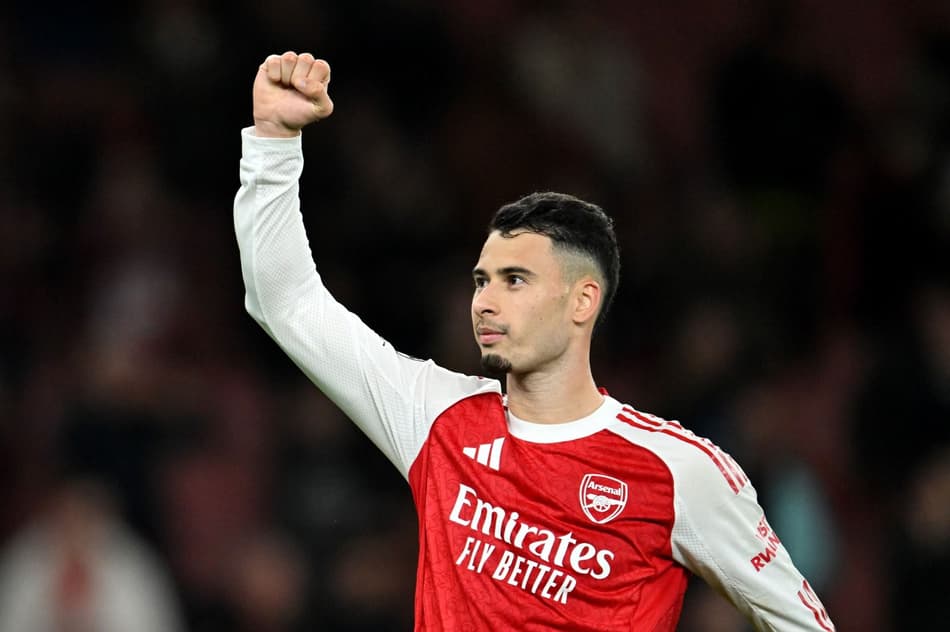 Gabriel Martinelli comemora vitória contra Atlético de Madrid, pela Champions League (Foto: Divulgação / Arsenal)