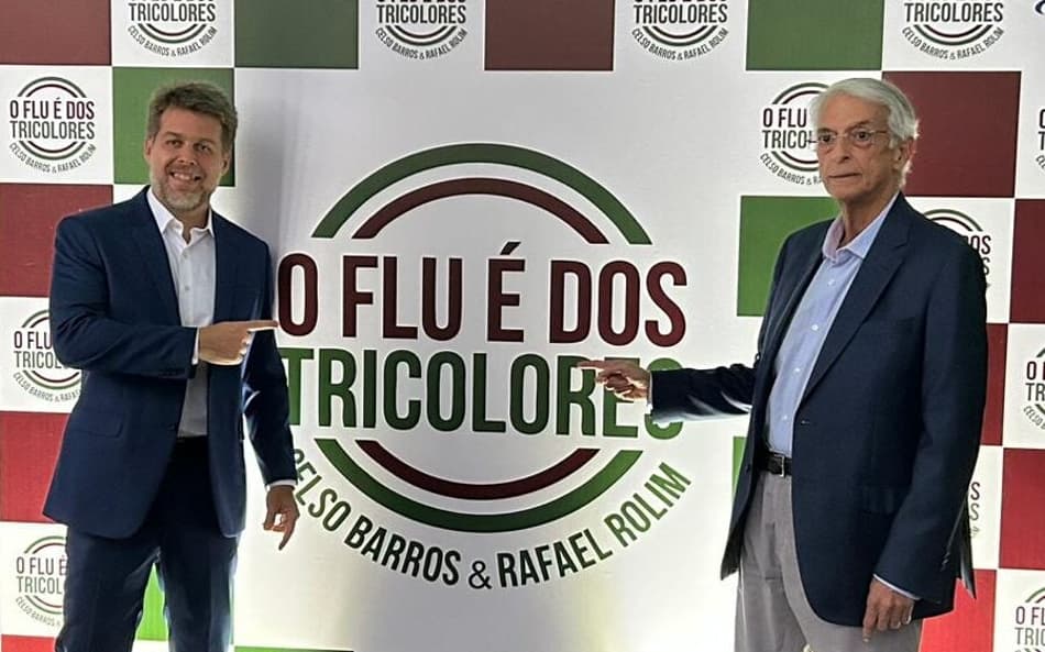 Celso Barros em Rafael Rolim em laçamento da chapa para eleição no Fluminense (Foto: Reprodução)