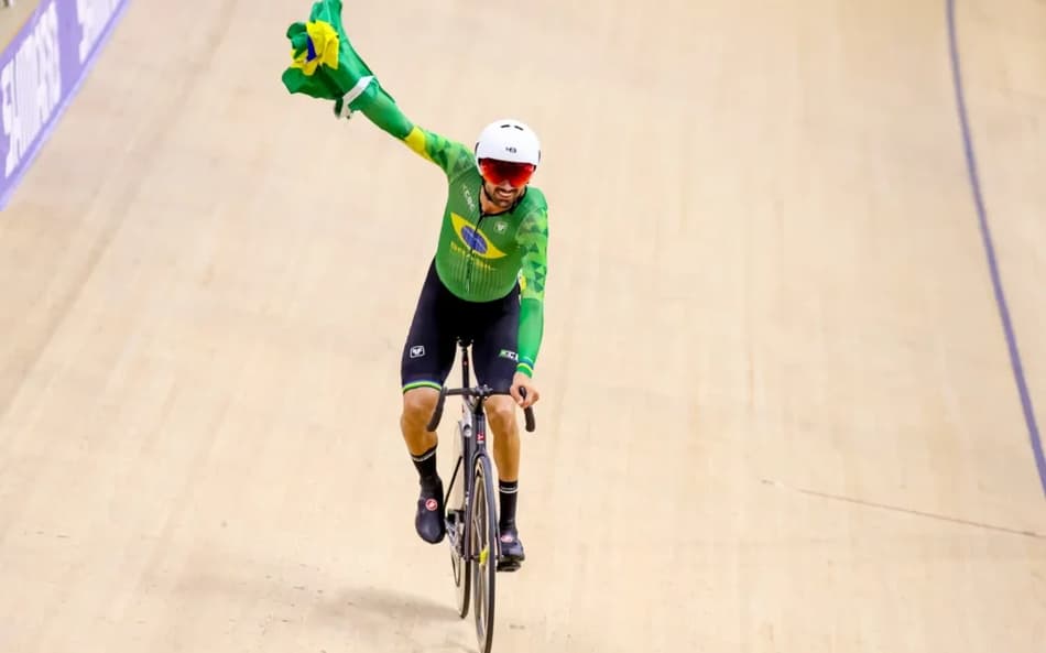 Lauro Chaman no Mundial de ciclismo de Pista no Rio de Janeiro. (Foto: Miriam Jeske/CBC)