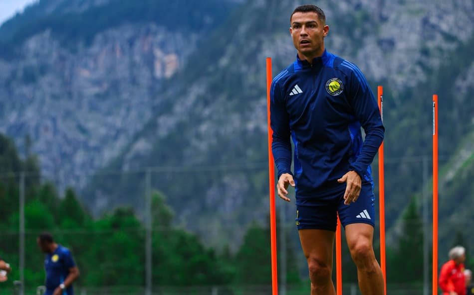 Cristiano Ronaldo em treino do Al-Nassr na Áustria (Foto: Reprodução/Al-Nassr)