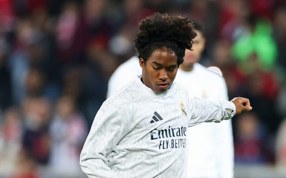Endrick no jogo do Real Madrid contra o Lille pela Champions League